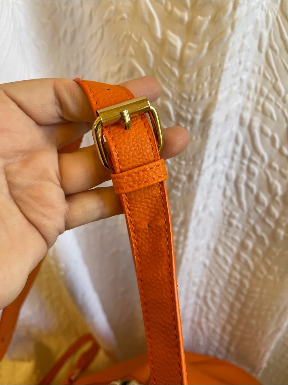 TRULY Orange Leather Duffle Bag Travel Luggage - NWT **